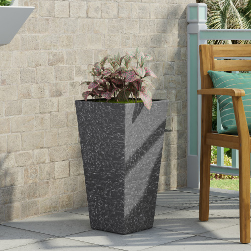 Tall Gray Magnesium Oxide Planter, 15.5 x 15.5 x 29.75 in