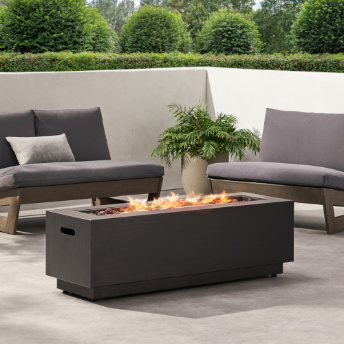 48-Inch Brown Rectangular Iron Fire Pit, 50,000 BTU, Tank Holder