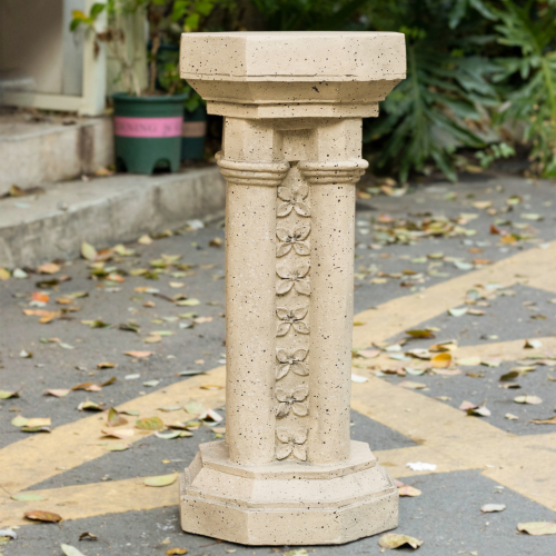 Indoor/Outdoor Sand Magnesium Oxide Pedestal Plant Stand, 23.25-Inch