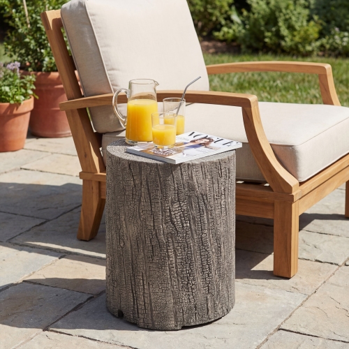 20-Inch Light Grey Magnesium Oxide Outdoor Tank Holder Side Table