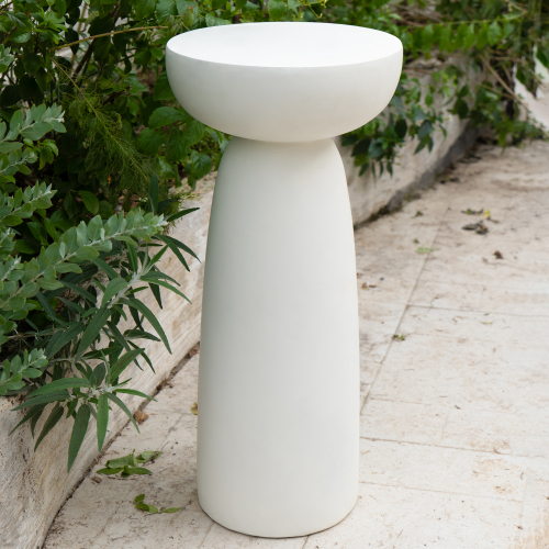 White Magnesium Oxide Plant Stand, 28-Inch Outdoor Planter Pedestal