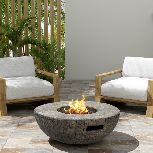 28-Inch Light Grey Magnesium Oxide Propane Fire Pit, 30,000 BTU