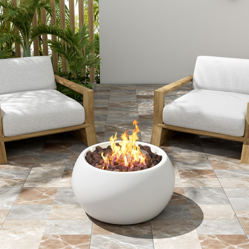 White 22-Inch Magnesium Oxide Patio Propane Fire Pit, 40,000 BTU