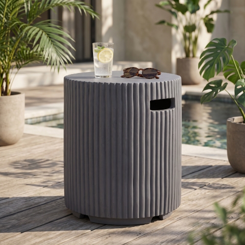 Gray 19.9-Inch Magnesium Oxide Tank Holder and Side Table