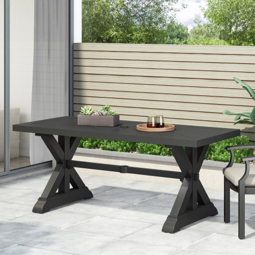 70.5-Inch Outdoor Aluminium Dining Table in Antique Matte Black