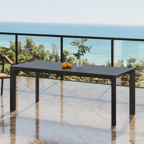Templin 70-Inch Black Aluminium Rectangular Outdoor Dining Table