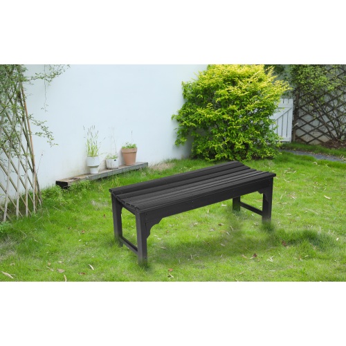 Black HDPE Backless Adirondack Bench with Wood Texture, 46-Inch