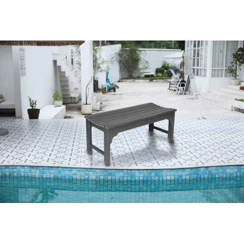 Gray 46-Inch HDPE Backless Adirondack Patio Bench, Wood Texture