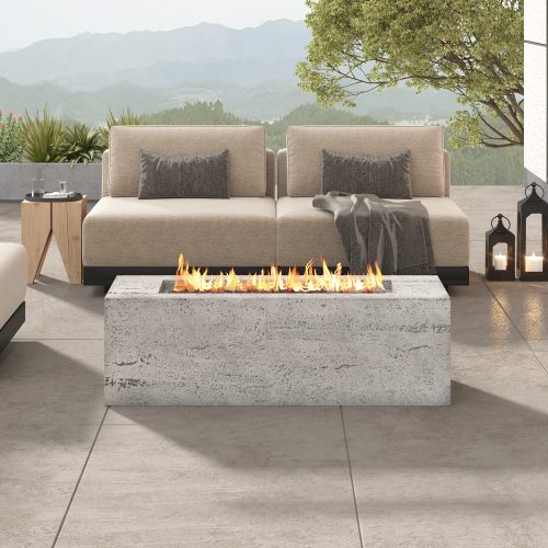 41.9-Inch Grey Magnesium Oxide Outdoor Propane Fire Pit, 40,000 BTU