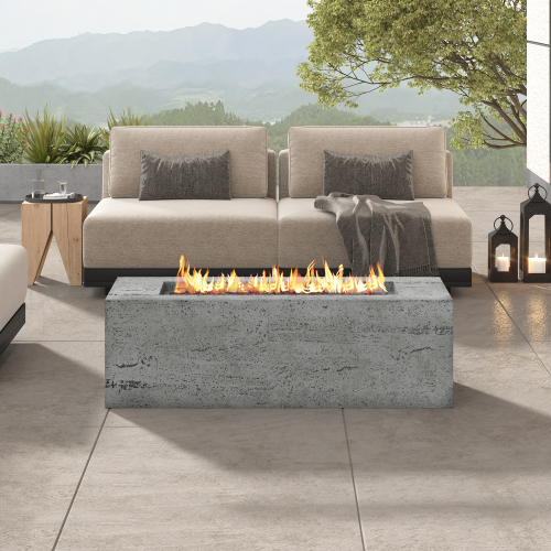 42-Inch Gray Magnesium Oxide Rectangular Propane Fire Pit Table