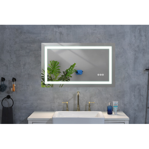 White Aluminium 40 x 30 LED Bathroom Mirror with Dual Lighting