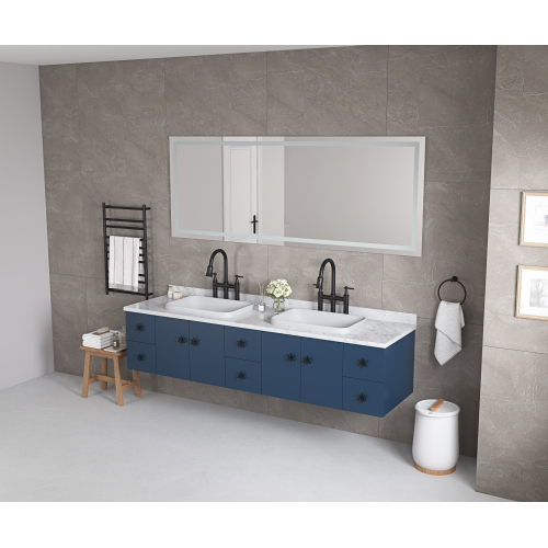 72 x 32-Inch White Aluminium and Glass LED Bathroom Mirror