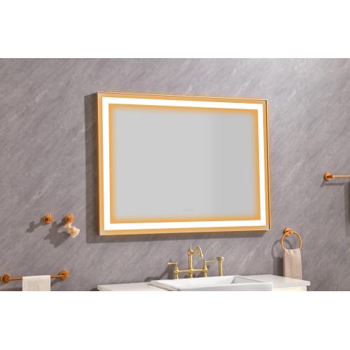 48 x 36-Inch Gold Aluminium LED Bathroom Mirror with Anti-Fog