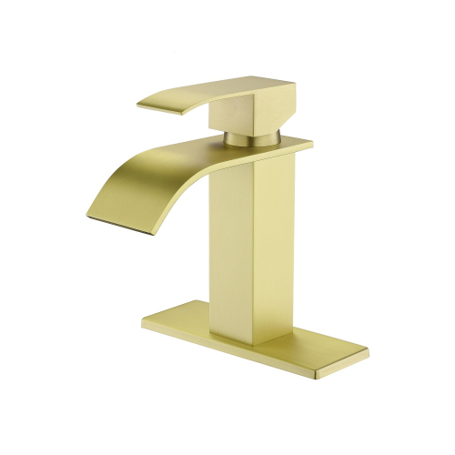 Brushed Gold Stainless Steel Waterfall Single-Handle Bathroom Faucet