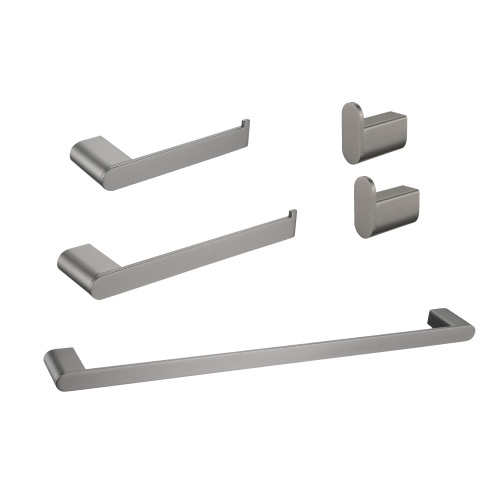 Coordinated 5-Piece Gunmetal Stainless Steel Bathroom Hardware Set