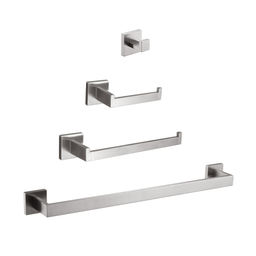 4-Piece Brushed Nickel Stainless Steel Bathroom Hardware Set