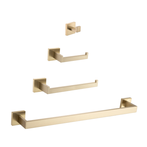 4-Piece Brushed Gold Stainless Steel Bathroom Hardware Set