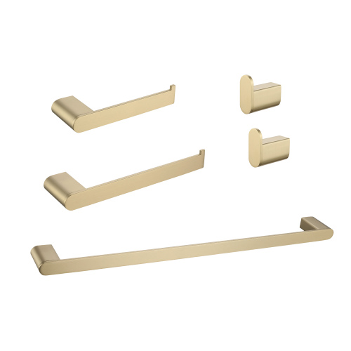 Modern 5-Piece Brushed Gold Stainless Steel Bathroom Hardware Set