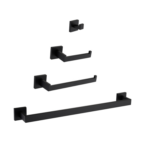 4-Piece Matte Black Stainless Steel Bathroom Hardware Set