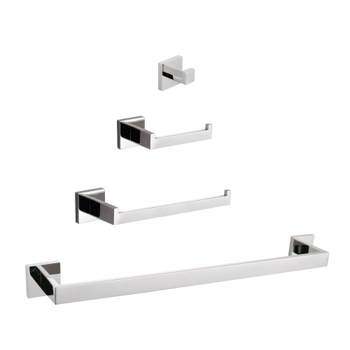 4-Piece Chrome Stainless Steel Bathroom Hardware Accessory Set