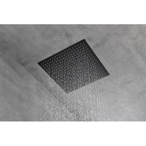 16-Inch Square Matte Black 304 Stainless Steel Rain Shower Head
