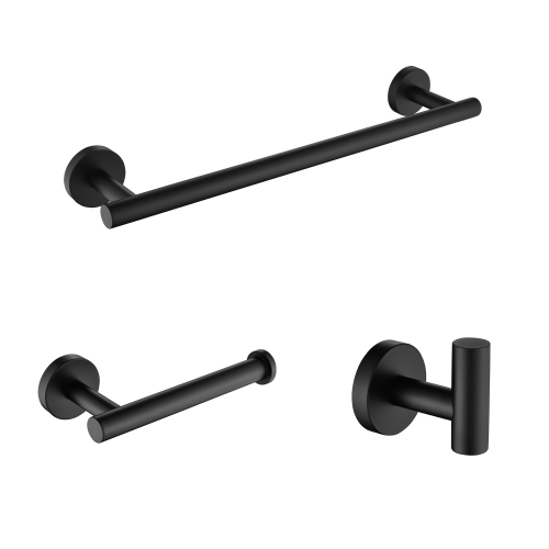 3-Piece Matte Black Stainless Steel Bathroom Hardware Set