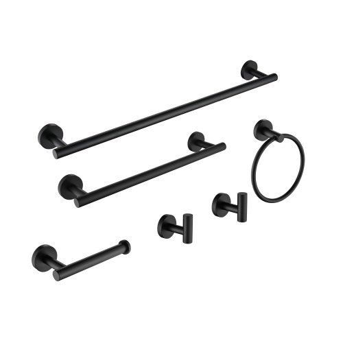 6-Piece Matte Black Stainless Steel Wall-Mount Towel Rack Set