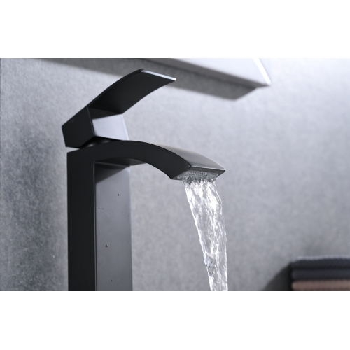 Matte Black Stainless Steel Single-Handle Waterfall Sink Faucet