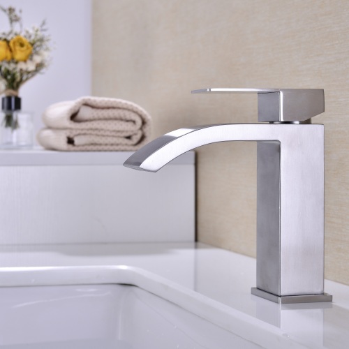 Brushed Nickel Stainless Steel Single-Handle Waterfall Sink Faucet