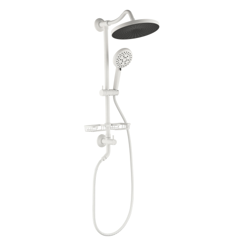 White Brass & Stainless Steel Shower System with 10-Inch Rain Head