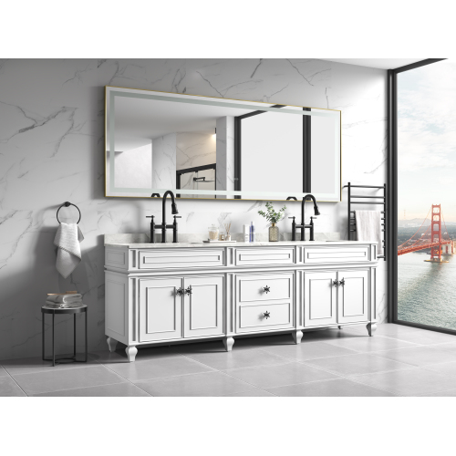 118 x 36-Inch Brushed Gold Aluminum and Glass LED Bathroom Mirror
