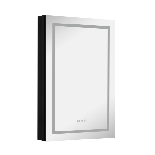 36-Inch LED Bathroom Medicine Cabinet, Matte Black Aluminum