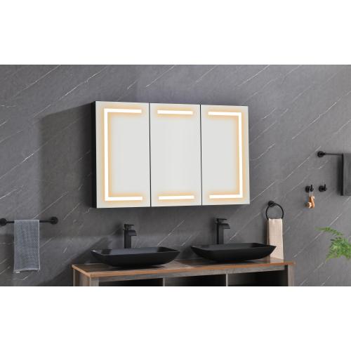 48 x 30-Inch Matte Black Aluminium LED Mirror Medicine Cabinet
