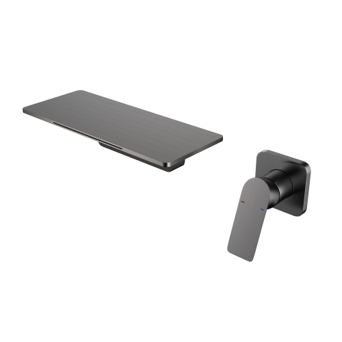 Gunmetal Brass Waterfall Bathroom Sink Faucet, 16-Inch Height