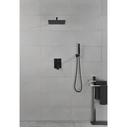 10-Inch Matte Black Brass Wall-Mounted Rain Shower Mixer Set