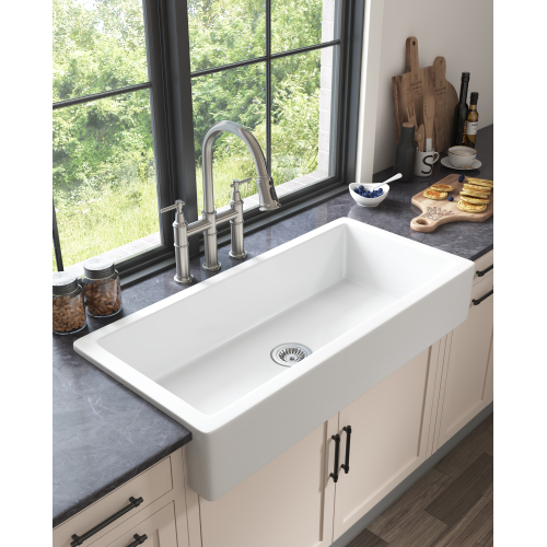 16 x 8 x 18-Inch Brass Bridge Kitchen Faucet, Brushed Nickel