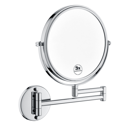 8-Inch Chrome Stainless Steel LED Wall-Mount Magnifying Vanity Mirror