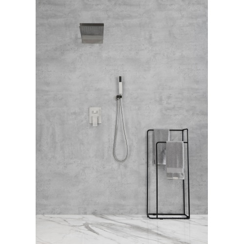 Brushed Nickel Brass Waterfall Rain Shower System with Handheld