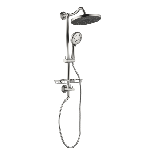 10-Inch Brass & Stainless Steel Shower System with Hand Shower, Brushed Nickel