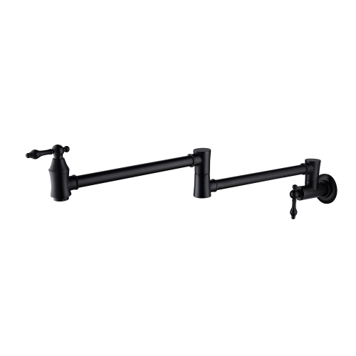 Matte Black Brass Wall-Mount Pot Filler Faucet for Kitchens