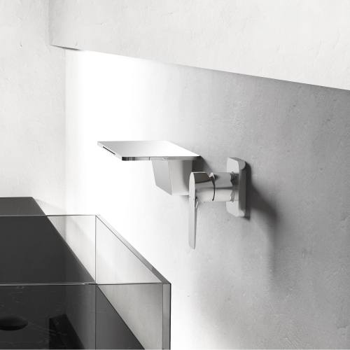 Chrome-Finish Brass Waterfall Bathroom Sink Faucet, 16 Inches
