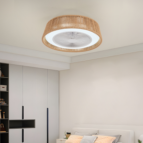 21-Inch White Iron Ceiling Fan Light with LED RGB Mood Lighting