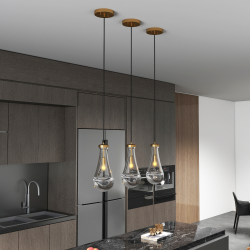 Modern Gold Iron Raindrop Pendant Chandelier, 13.8-Inch Wide