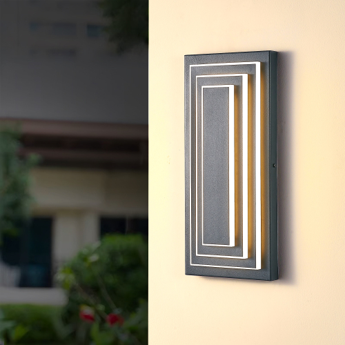 3-Tier 15.7 in Outdoor Light Fixture Black Exterior Wall Light LED Modern Wall Sconce Waterproof Outdoor Garage Lighting(2 Pack) - Iron - Iron