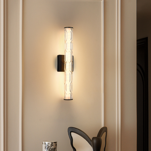 19.7-Inch Black Iron Wall Sconce Set of 2 for Bathroom Lighting