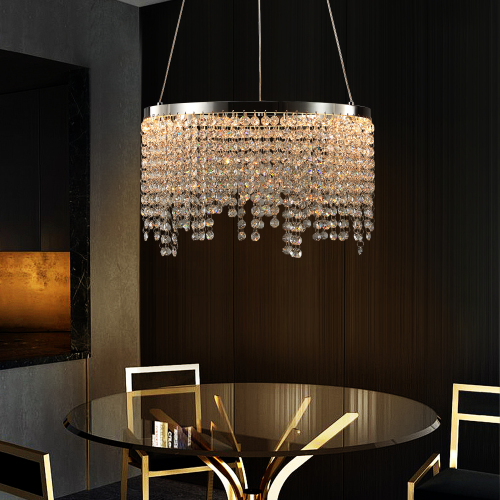 16-Inch Chrome Crystal LED Chandelier with Adjustable Height & Color Temp
