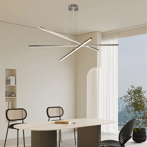 48-Inch Modern Chrome Aluminium 3-Arm Geometric LED Chandelier