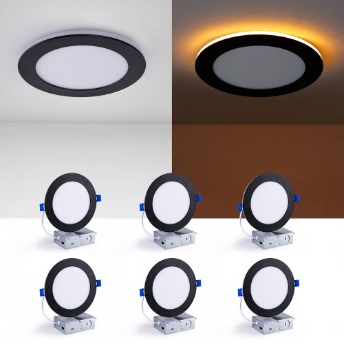 6-Pack Black Acrylic 6-Inch LED Recessed Lights, Dimmable 5CCT