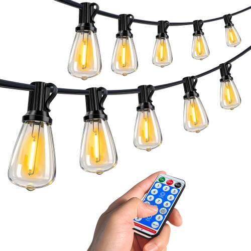 100-Ft Black Copper Solar String Lights, 30 LED, Remote & USB