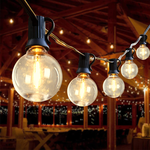 98-Ft Black Copper LED Outdoor String Lights with 50 Shatterproof Bulbs